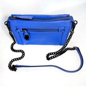 Crossbody Leather Handbag Chain Strap Electric Blue 5 Pockets - Rebecca Minkoff